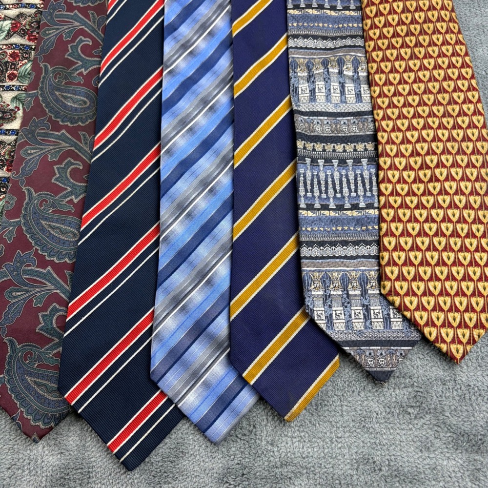 Mens Designer Vintage Necktie Lot 10pc Oscar de la Renta Van Heusen Wembley MMA View 3